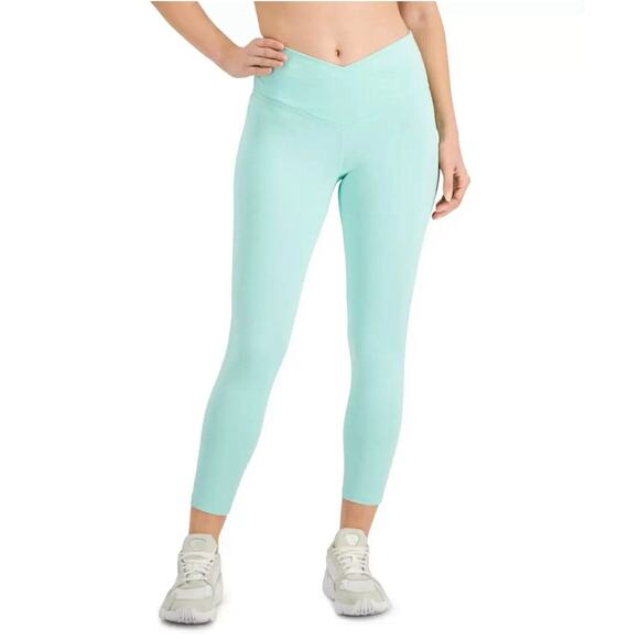 NWT Leggings High Rise Crossband 7/8th Length Aqua Gloss Color Small JENNI SMALL - Picture 1 of 8
